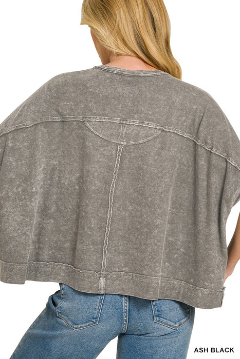 Ash Black Halo Washed Oversized Top