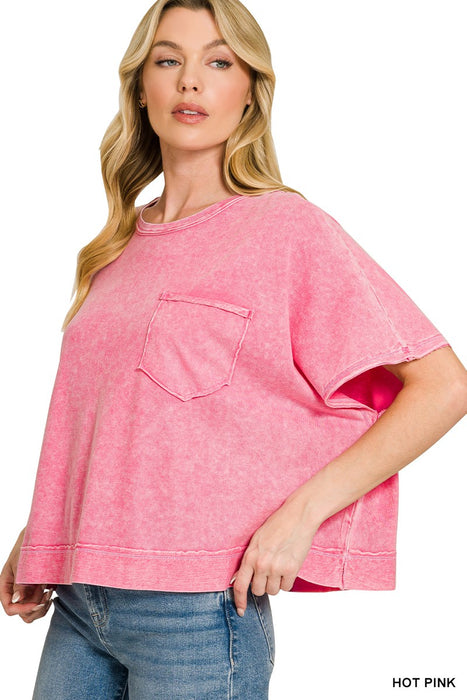 Hot Pink Halo Washed Oversized Top