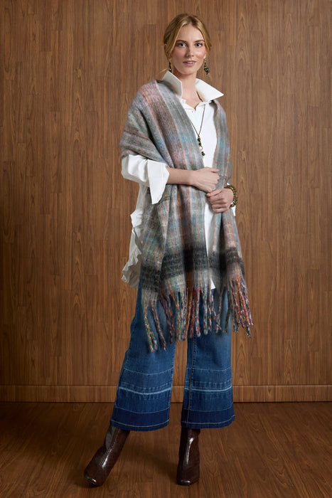 Tamara Oblong Scarf - Grey Multi