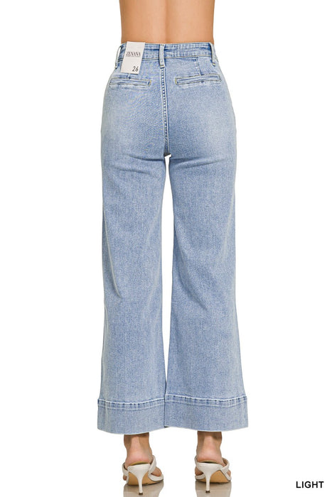 Utility Pocket Pintucked Denim Pants