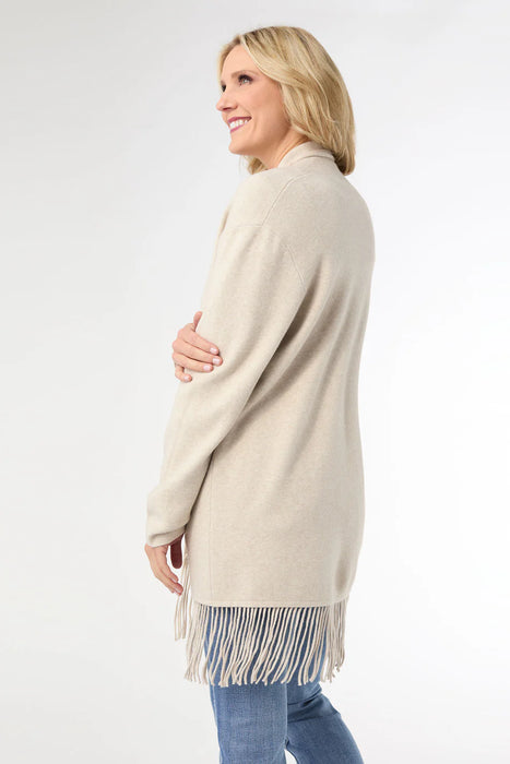 Heavenly-Luxe Mid Length Cardigan with Fringe - Oatmeal