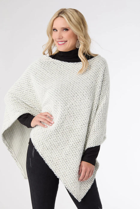 Christa Eyelash Poncho - Cream/Black