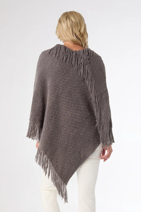 Annie Poncho With Fringe - Grey