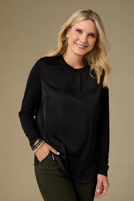 Dylane Long Sleeve Baby Mock Neck Top - Black