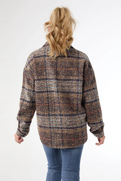 Cersei Button Front Shacket - Tan/Rust