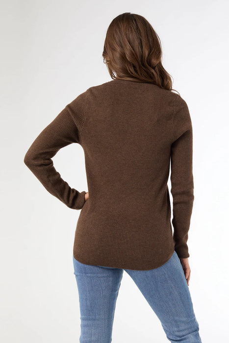 Kym Soft Henley Top - Chocolate