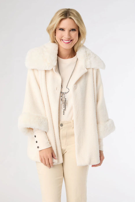 Janara 3/4 Sleeve Button Wrap - Winter White