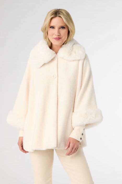 Janara 3/4 Sleeve Button Wrap - Winter White