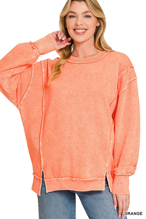 Orange Halo Washed French Terry Exposed Seam Sweatshirt