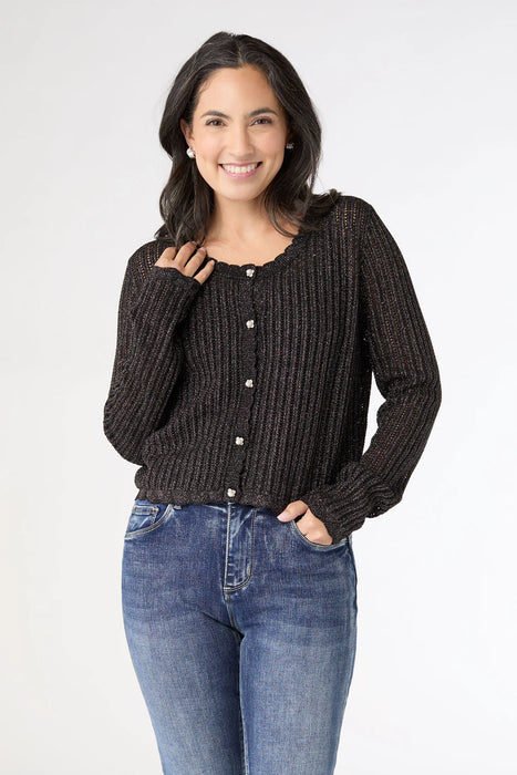 Jodilyn Open Knit Cardigan with Lurex