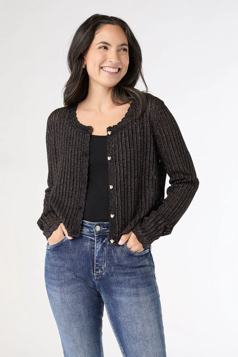 Jodilyn Open Knit Cardigan with Lurex