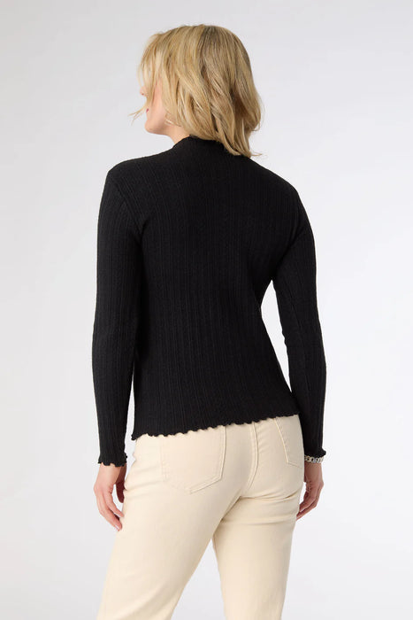 Avalee Funnel Neck Cable Knit Sweater - Black