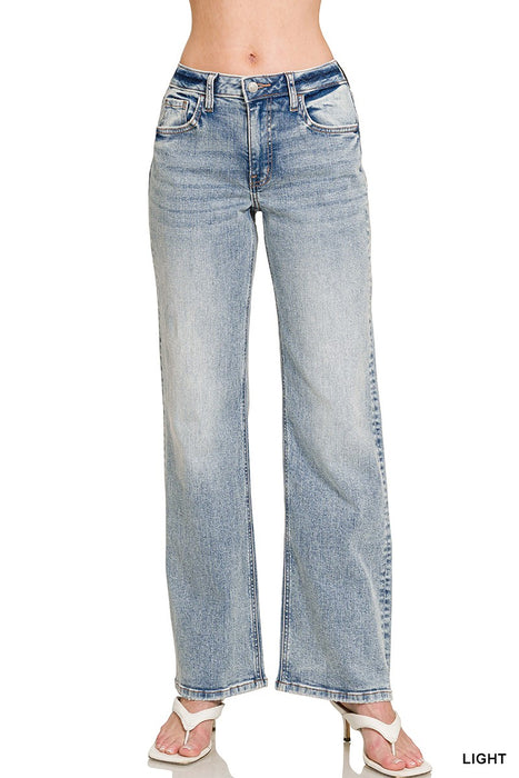 Light Washed Straight Leg Denim Pants