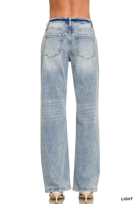 Light Washed Straight Leg Denim Pants