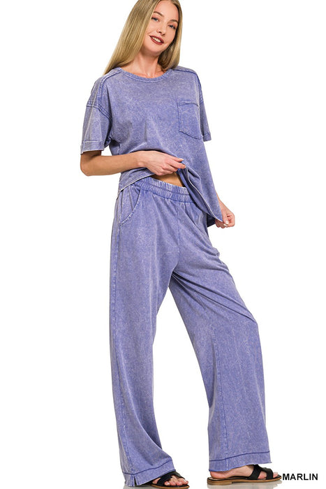 Indigo Acid Washed Exposed Seam Top or Pants