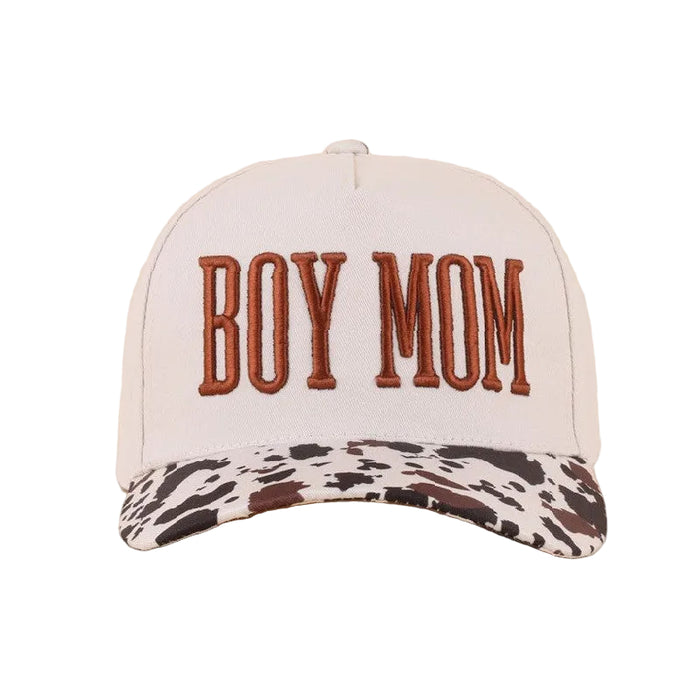 Boy Mom Two Tone Snapback Hat Cow Print