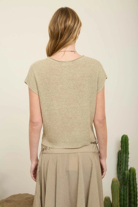 Olive Sleeveless Knit Sweater