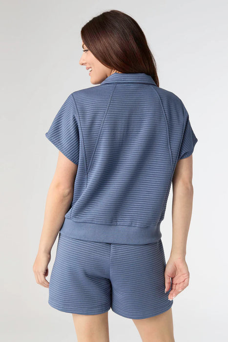 Cozymaxx Quilt Zip Top Dark Blue