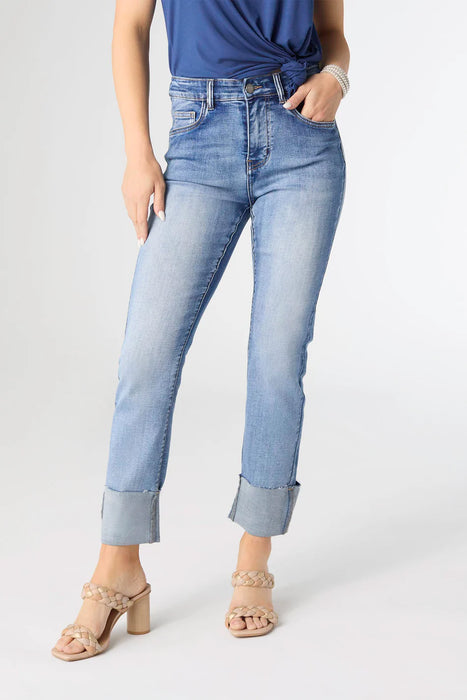 Everstretch Straight Ankle Wide Cuff Denim Jeans