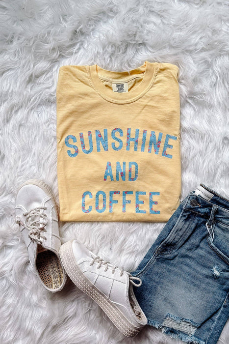 Yellow Floral Sunshine And Coffee Graphic Tee
