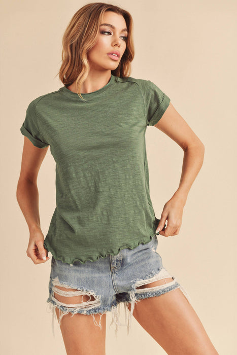 Bamboo Green Crew Neck Cotton Tee