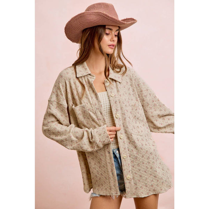 Floral Thermal Button Up Top