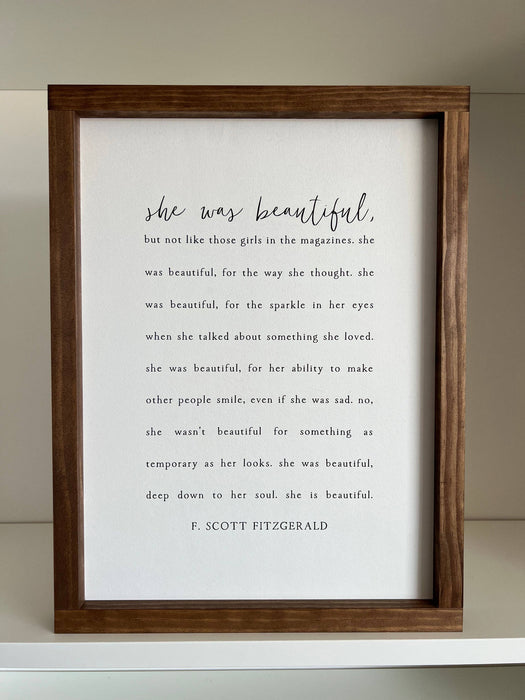 She Was Beautiful Framed Wall Sign 8x12"
