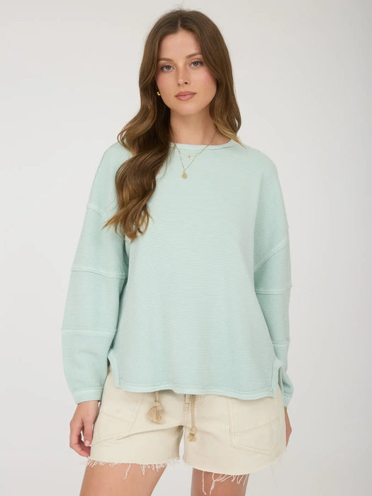 Exposed Seam Detail Long Sleeve Knit Top