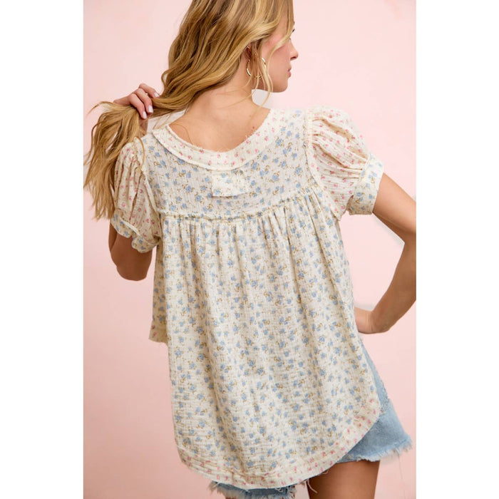 Floral Crinkle Top