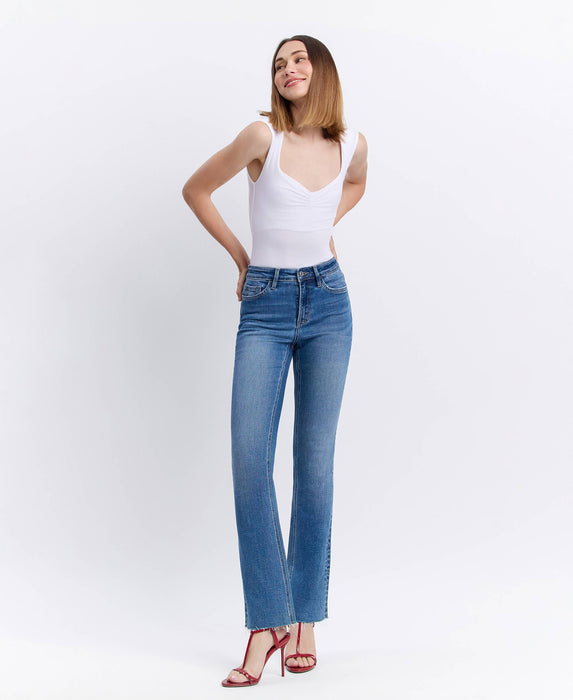 Lovervet High Rise Clean Cut Raw Hem Bootcut Jeans LV1607