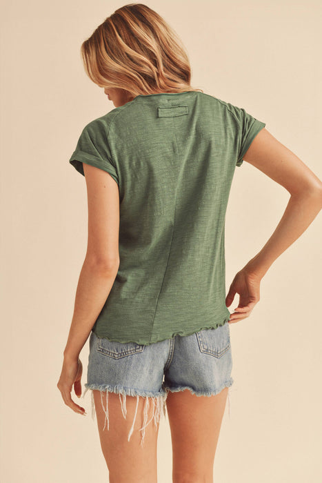 Bamboo Green Crew Neck Cotton Tee