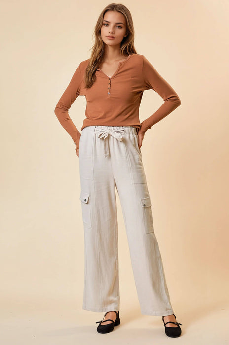 Honey Brown Henley Knit Top