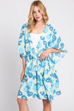 Serenity Flower Print Drawstring Kimono