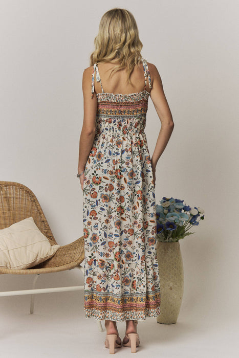 Floral Tie Shoulder Maxi Dress