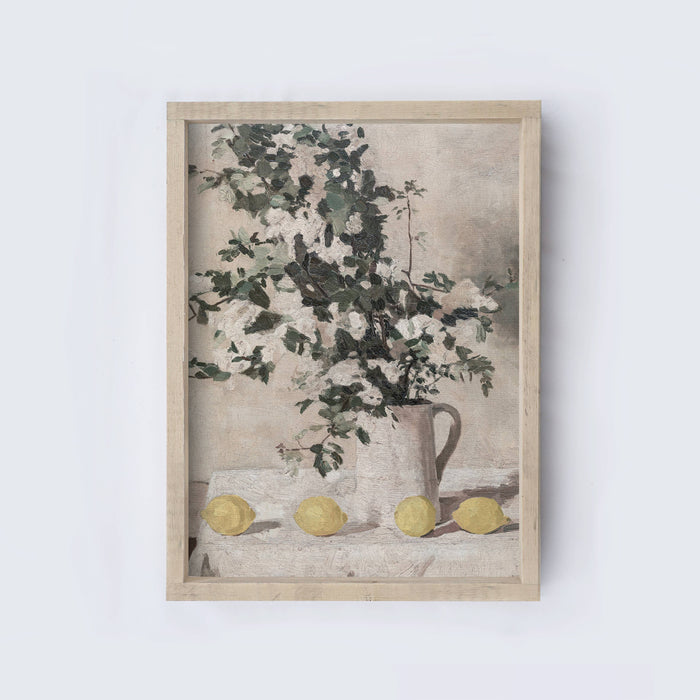 Vintage Print Framed | Flower Still Life With Lemons