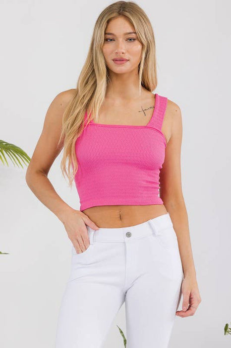 Mocha Seamless Textured Crop Tank