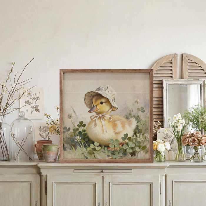 Duckling In Bonnet Framed Wall Art