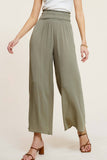 Olive Wide Leg Smocked Pants