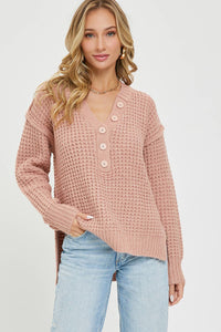 Mauve Oversized Waffle Sweater