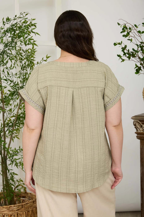 PLUS Olive Textured Woven Top