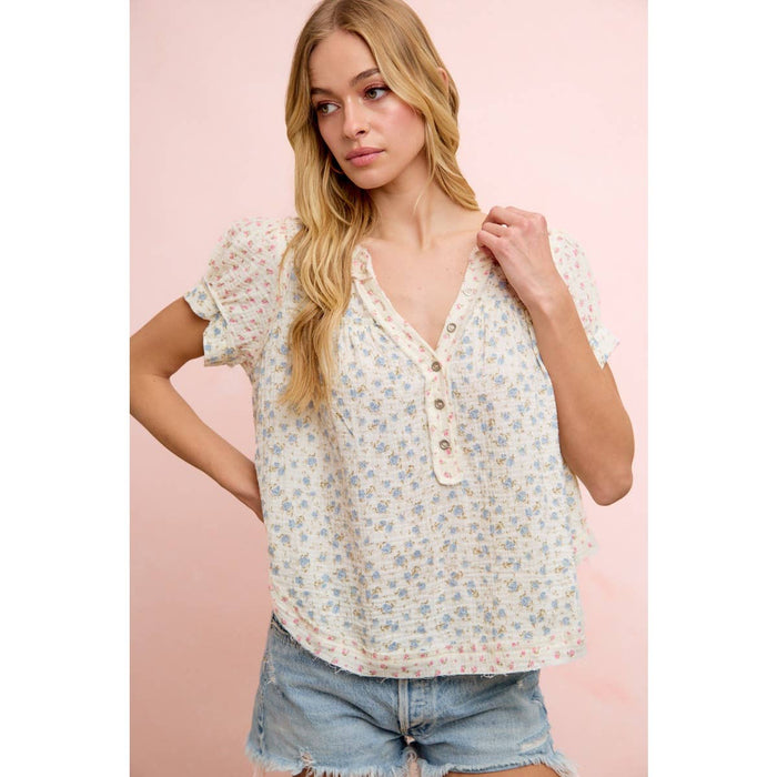 Floral Crinkle Top