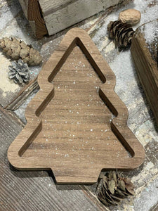 Lrg. Wood Wash Christmas Tree Tray