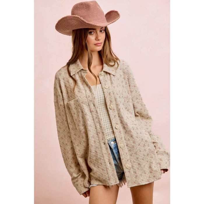 Floral Thermal Button Up Top