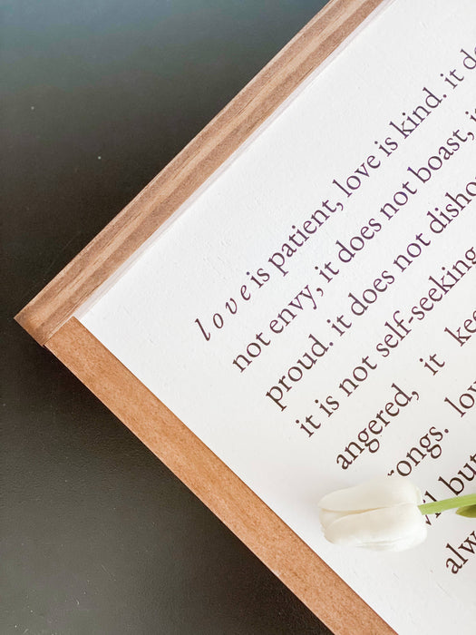 Love is Patient 1 Corinthians 13 Wood Sign 9x9"