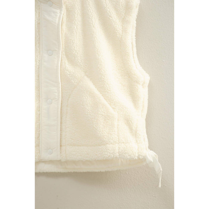 Soft Olive Cozy Sherpa Vest Jacket with Tie-Up Side Details