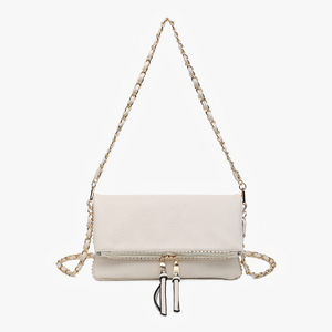 Beige Julie Studded Detail Crossbody w/ Chain Strap