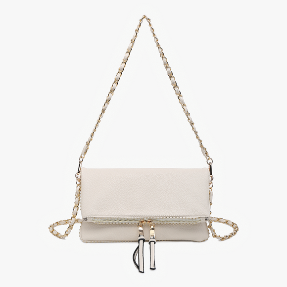 Beige Julie Studded Detail Crossbody w/ Chain Strap