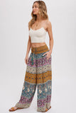 Boho Smocking Waist Wide Leg Pants