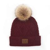 C.C. Large Patch Heathered Pom Beanie