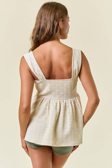 Square Neckline Wide Shoulder Strap Babydoll Top